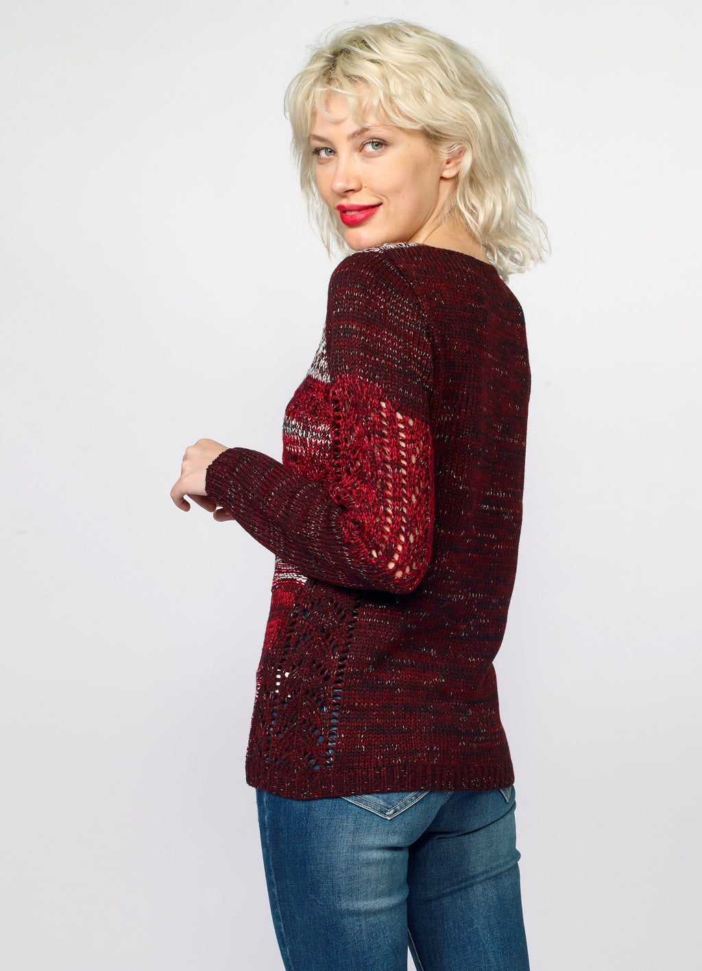Jersey de Punto Mujer Rayas y Calados Cuello Redondo – Koroshi 2022TR04