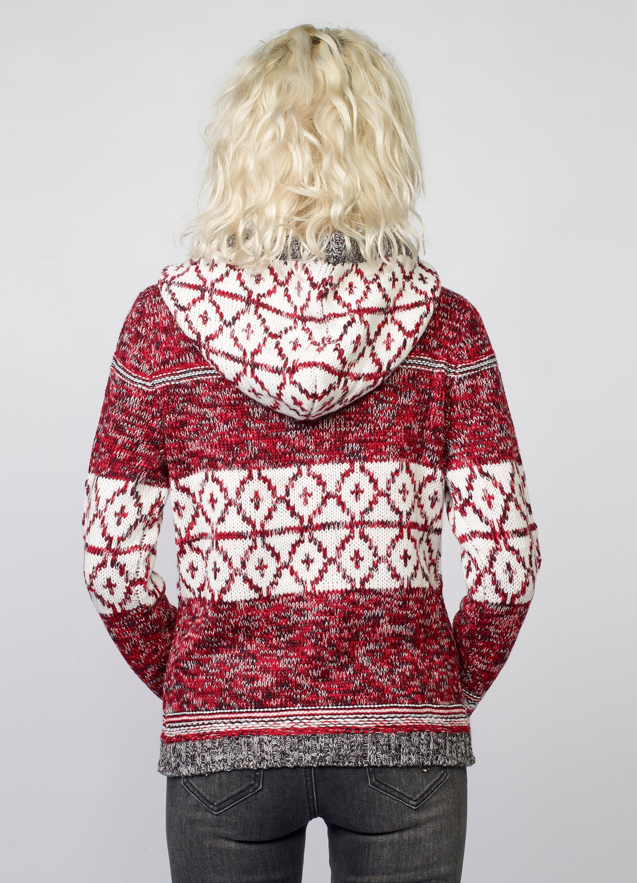 Jersey de Punto Mujer Jacquard Geométrico con Capucha – Koroshi 2022TR05