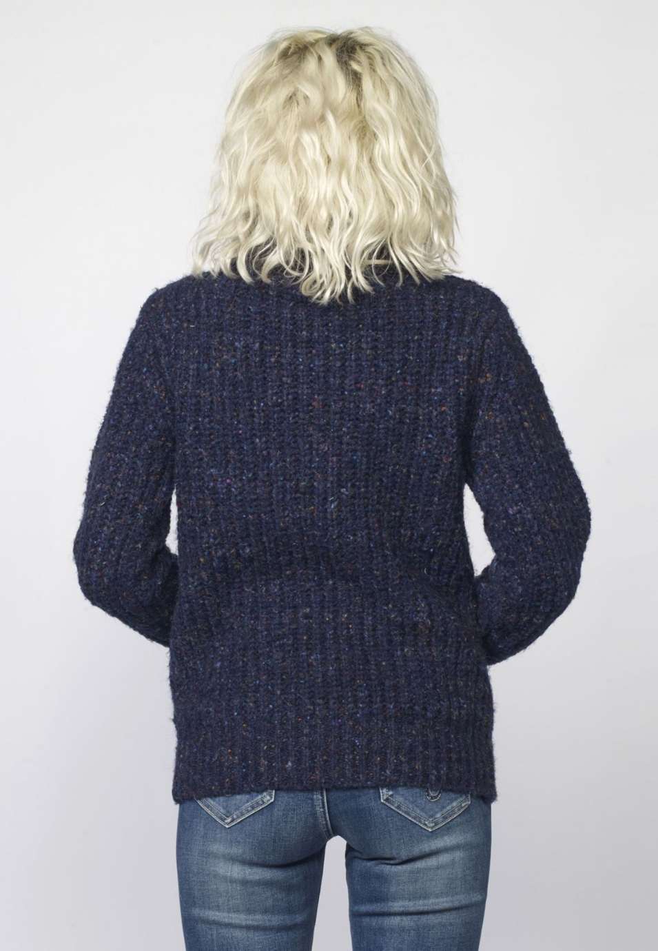 Jersey de Punto Mujer Canalé Jaspeado Cuello Vuelto – Koroshi 2022TR10