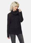 Jersey de Punto Mujer con Lurex y Trenzado Cuello Vuelto – Koroshi Negro