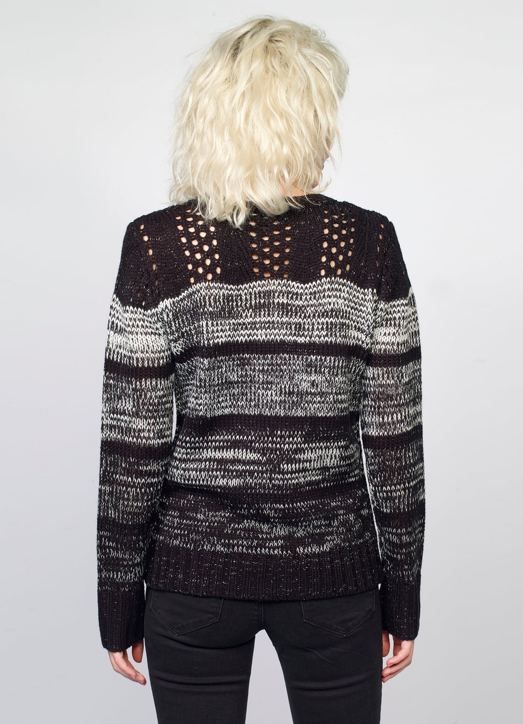 Jersey de Punto a Rayas Mujer con Calados y Lurex – Koroshi 2022TR29