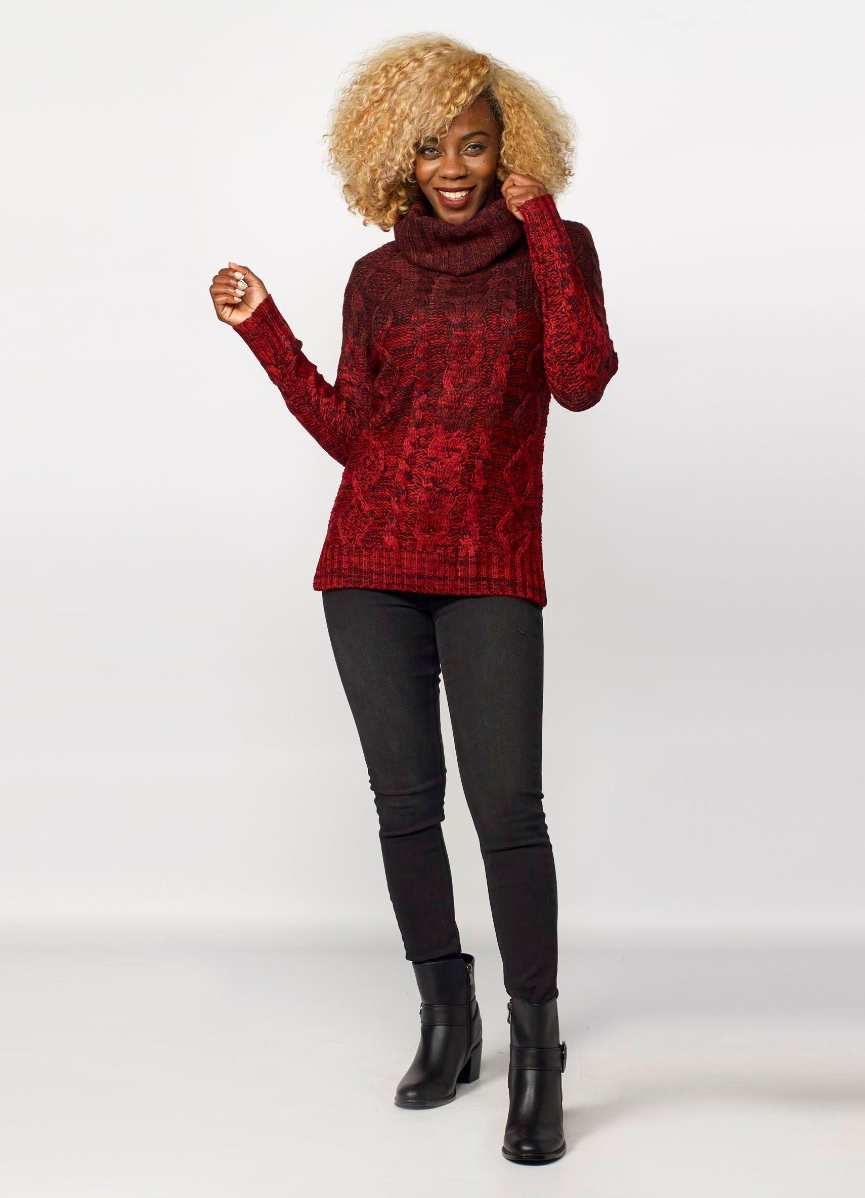 Jersey de Punto Degradado Mujer Cuello Vuelto con Lurex – Koroshi 2022TR30