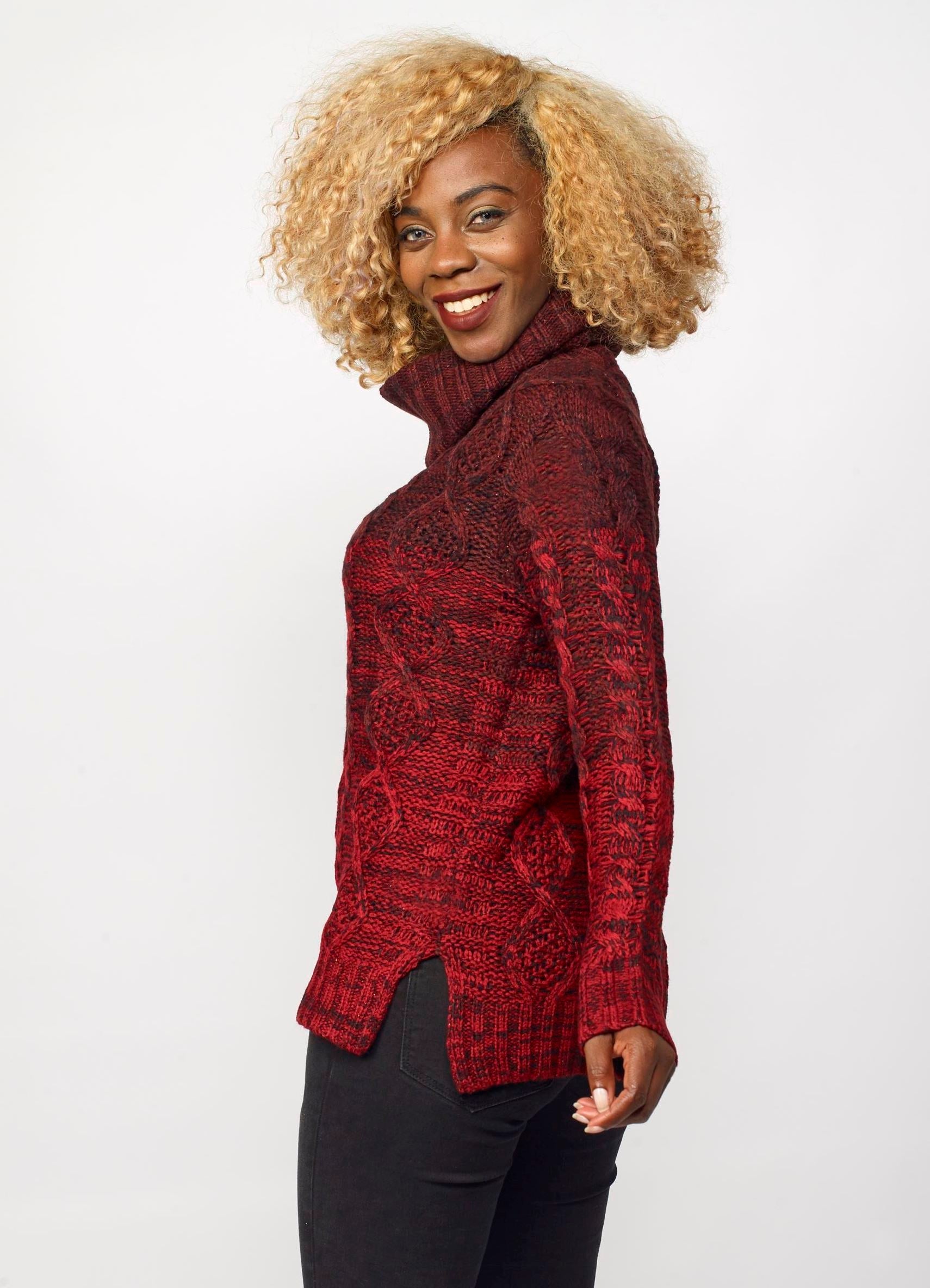 Jersey de Punto Degradado Mujer Cuello Vuelto con Lurex – Koroshi 2022TR30