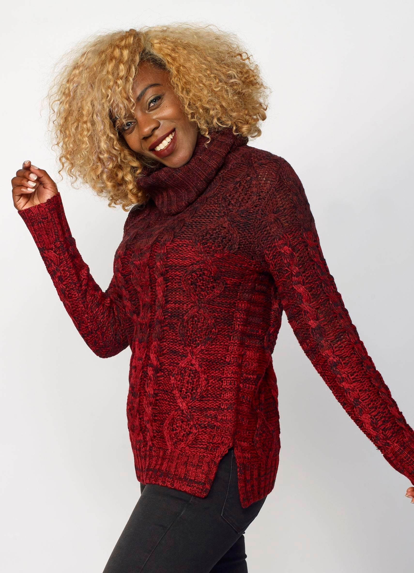 Jersey de Punto Degradado Mujer Cuello Vuelto con Lurex – Koroshi 2022TR30
