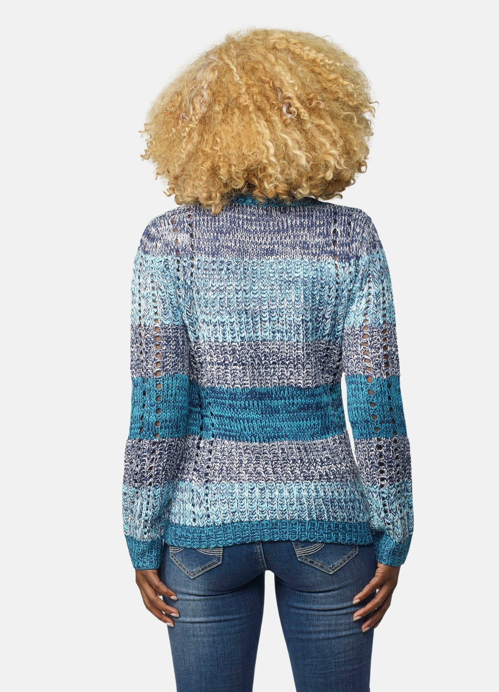 Jersey de Punto a Rayas y Calados Mujer con Lurex – Koroshi 2022TR31