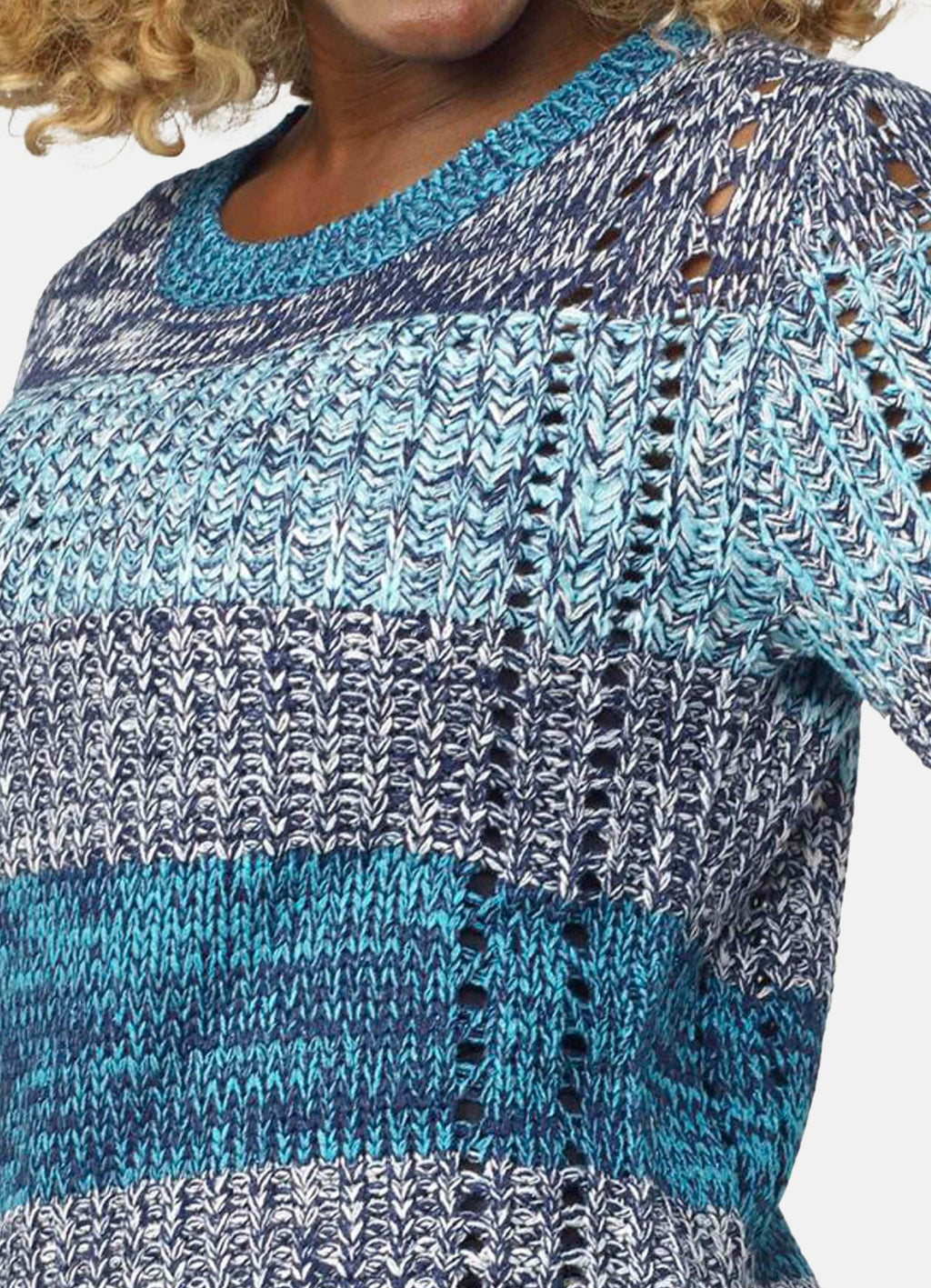 Jersey de Punto a Rayas y Calados Mujer con Lurex – Koroshi 2022TR31