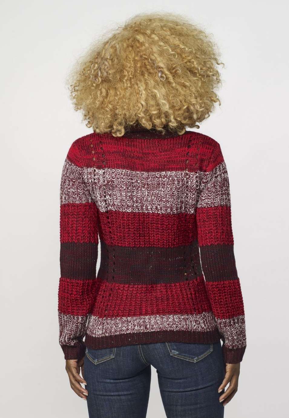 Jersey de Punto a Rayas Mujer Cuello Vuelto con Lurex – Koroshi 2022TR32