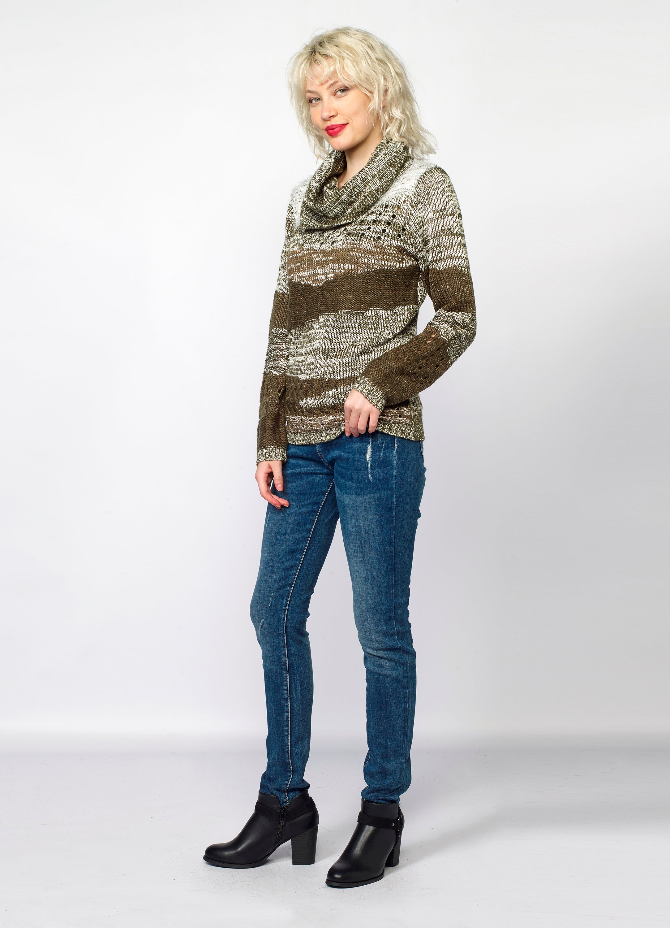Jersey de Punto Mujer Cuello Vuelto Jaspeado – Koroshi 2022TR33