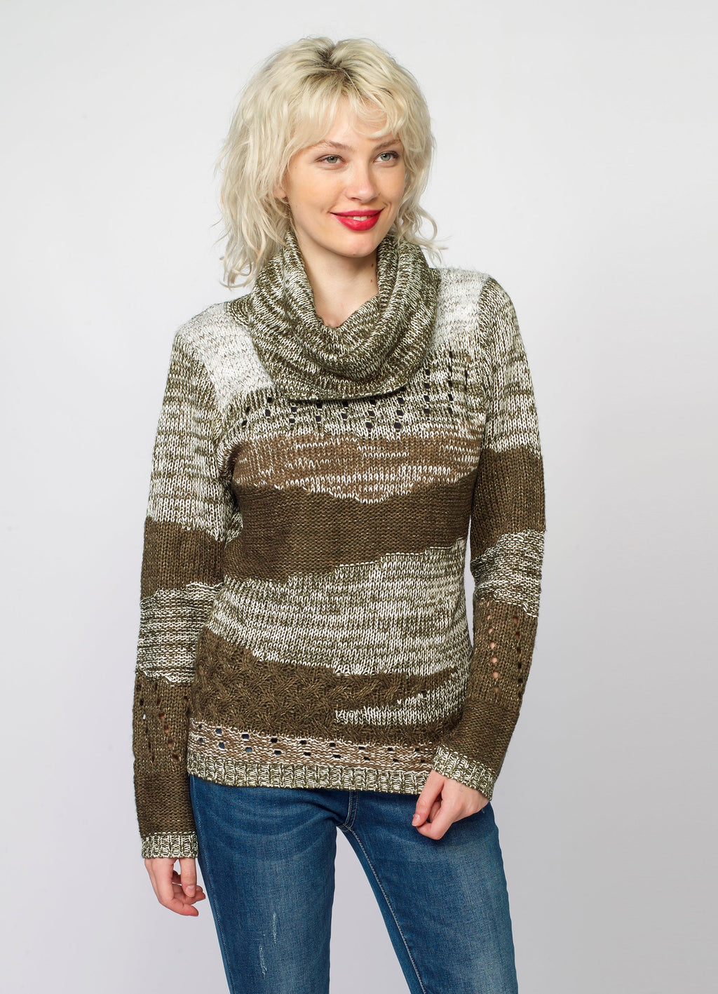 Jersey de Punto Mujer Cuello Vuelto Jaspeado – Koroshi 2022TR33