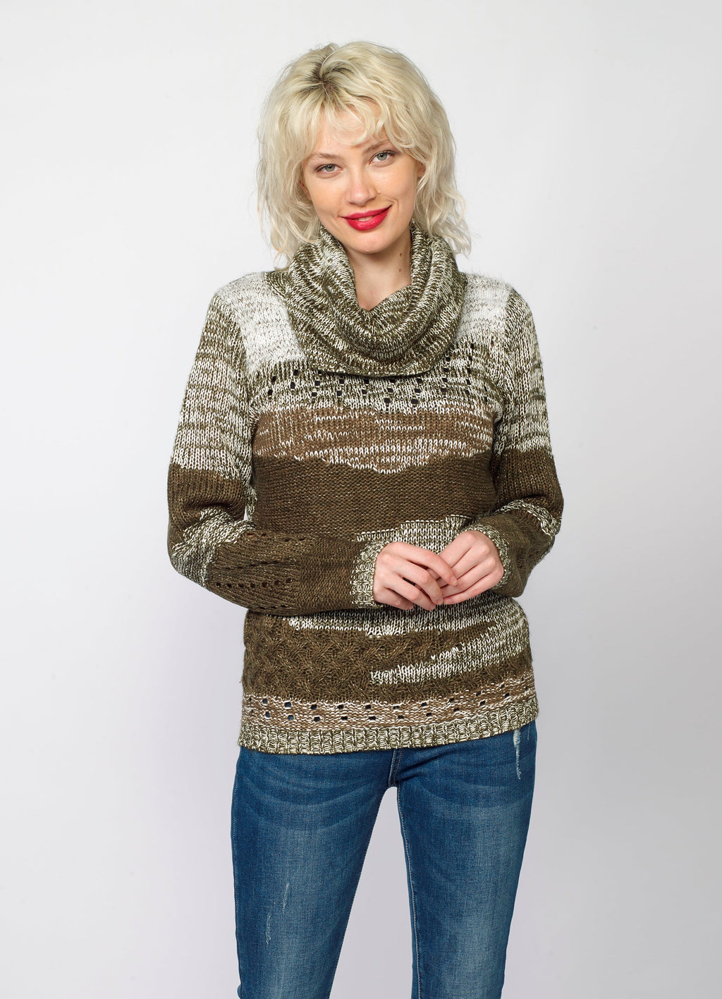 Jersey de Punto Mujer Cuello Vuelto Jaspeado – Koroshi 2022TR33