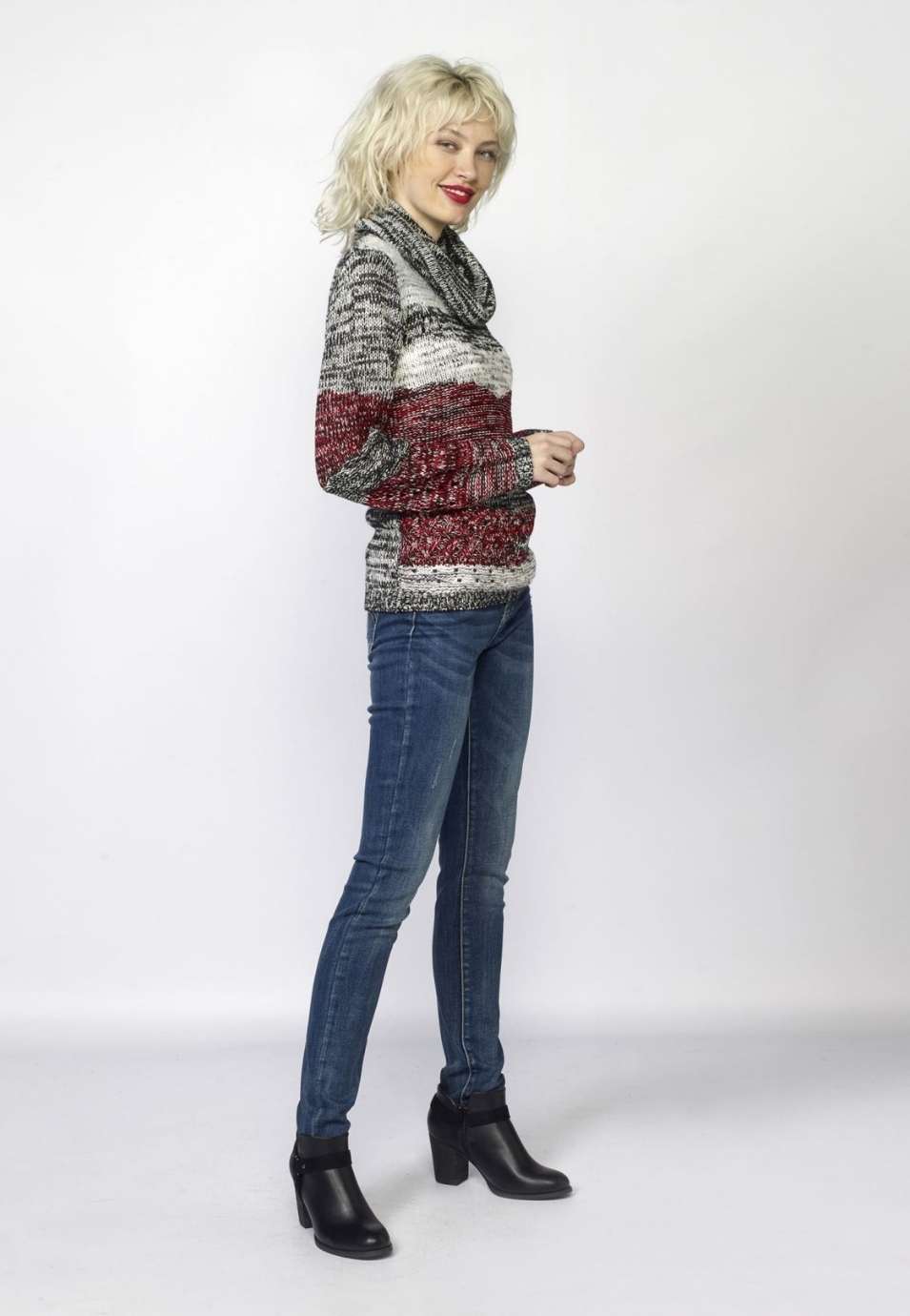 Jersey de Punto Mujer Cuello Vuelto Jaspeado – Koroshi 2022TR33
