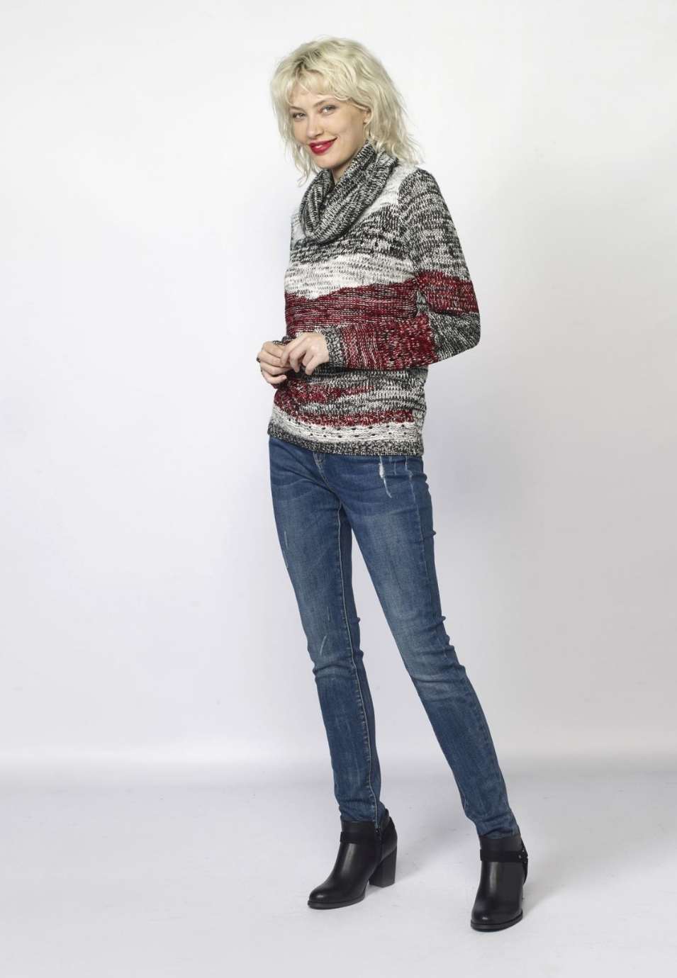 Jersey de Punto Mujer Cuello Vuelto Jaspeado – Koroshi 2022TR33