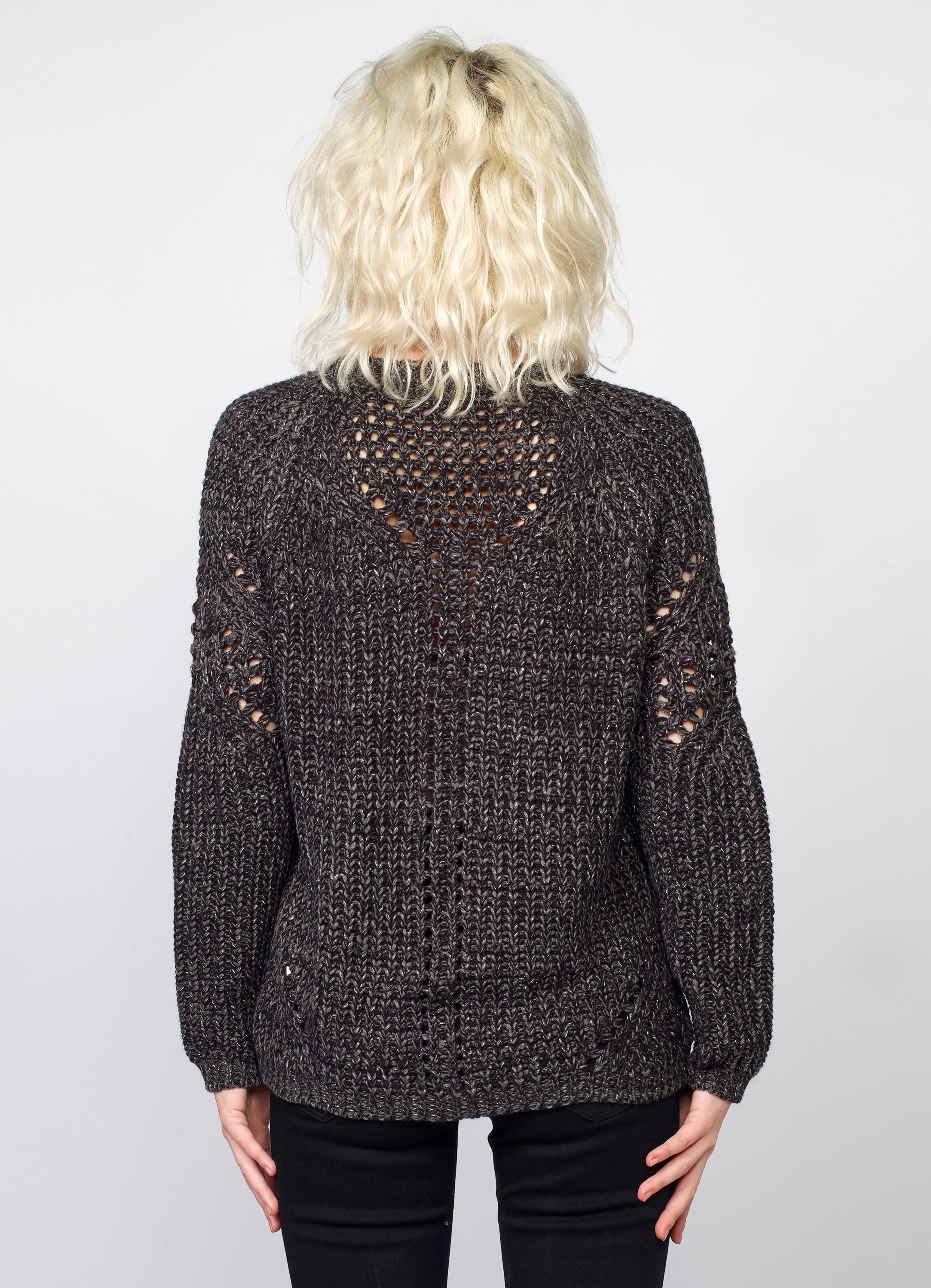 Jersey de Punto Canalé Mujer con Lurex y Calados – Koroshi 2022TR35