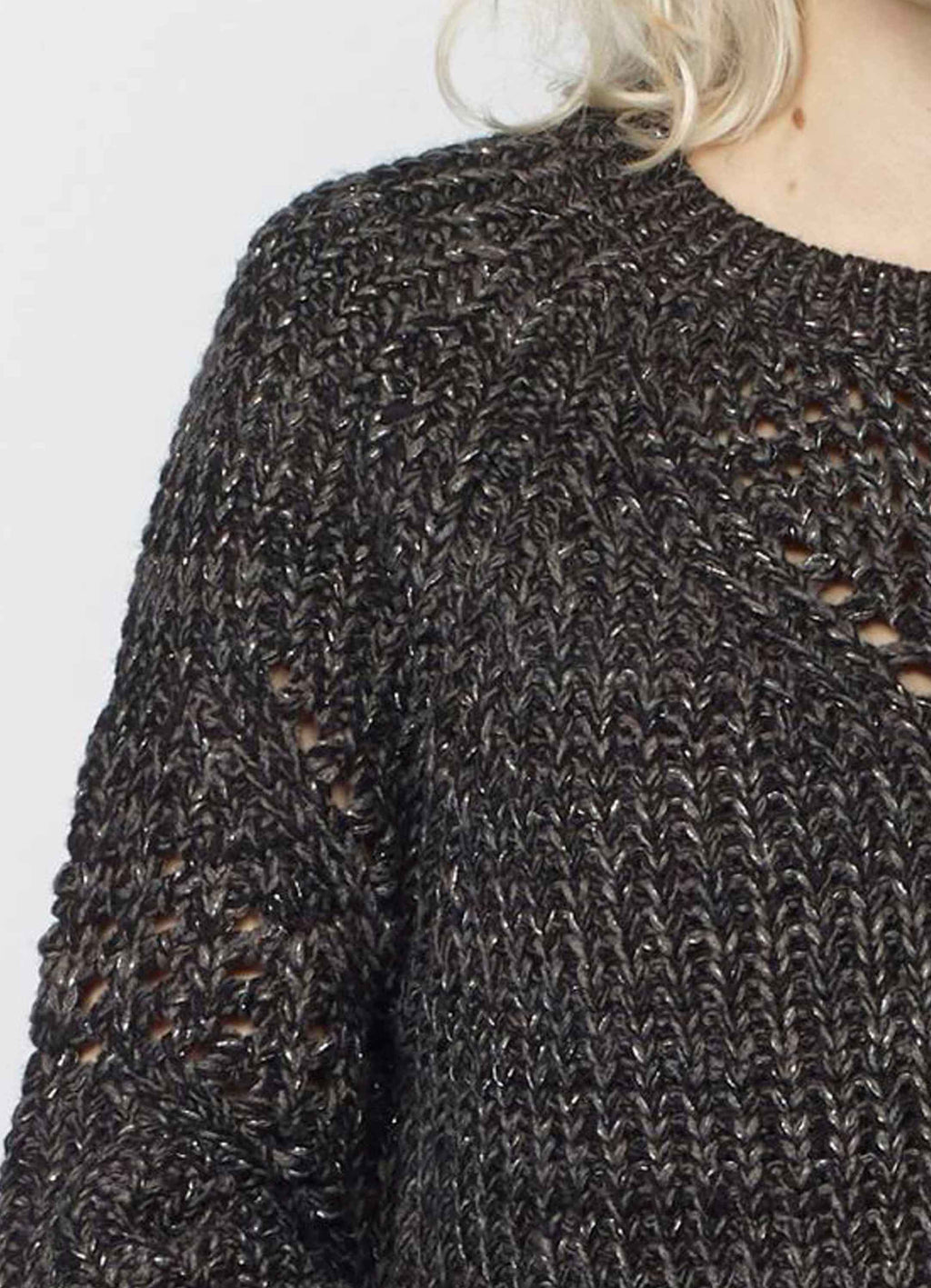 Jersey de Punto Canalé Mujer con Lurex y Calados – Koroshi 2022TR35
