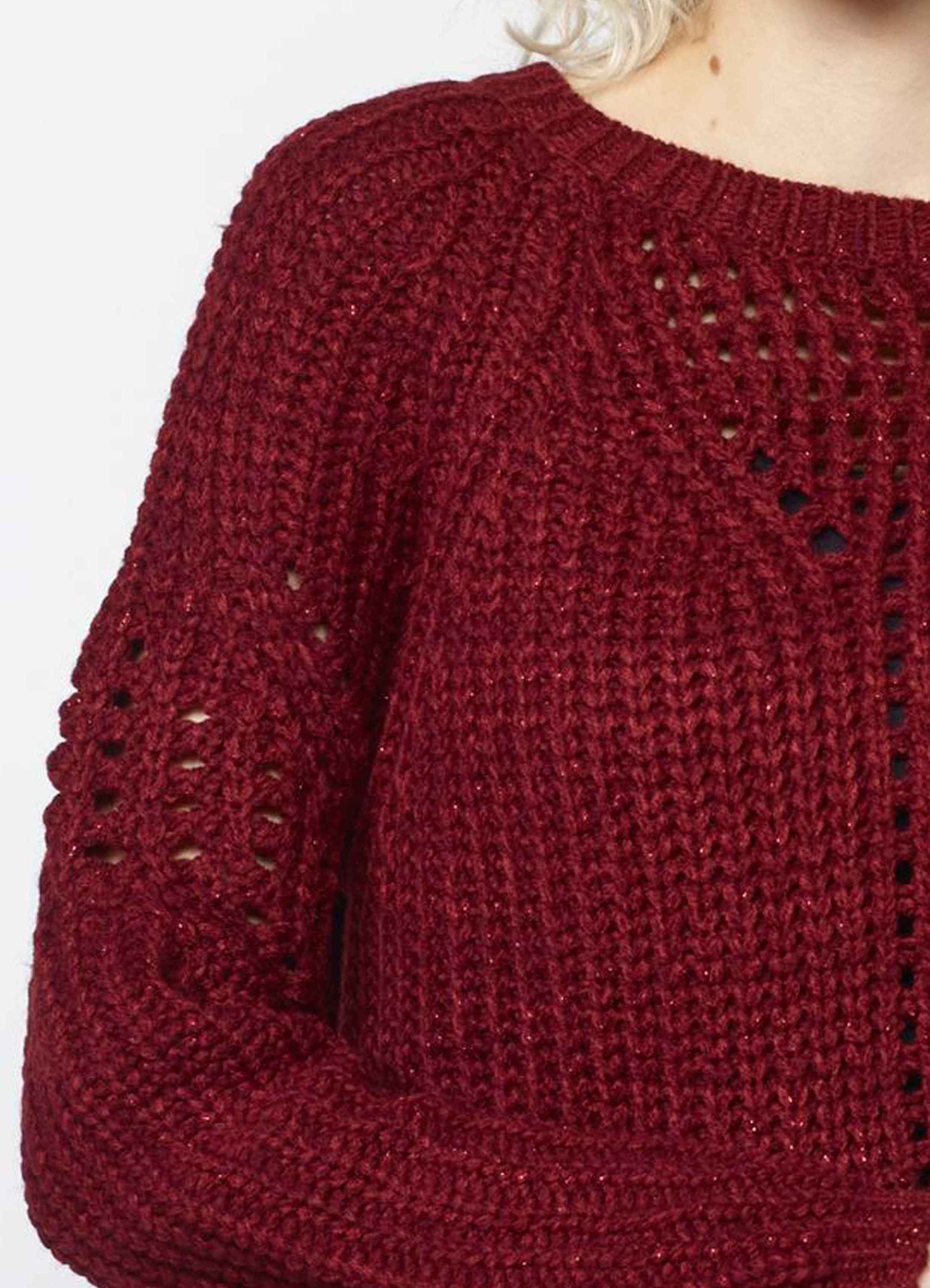 Jersey de Punto Canalé Mujer con Lurex y Calados – Koroshi 2022TR35
