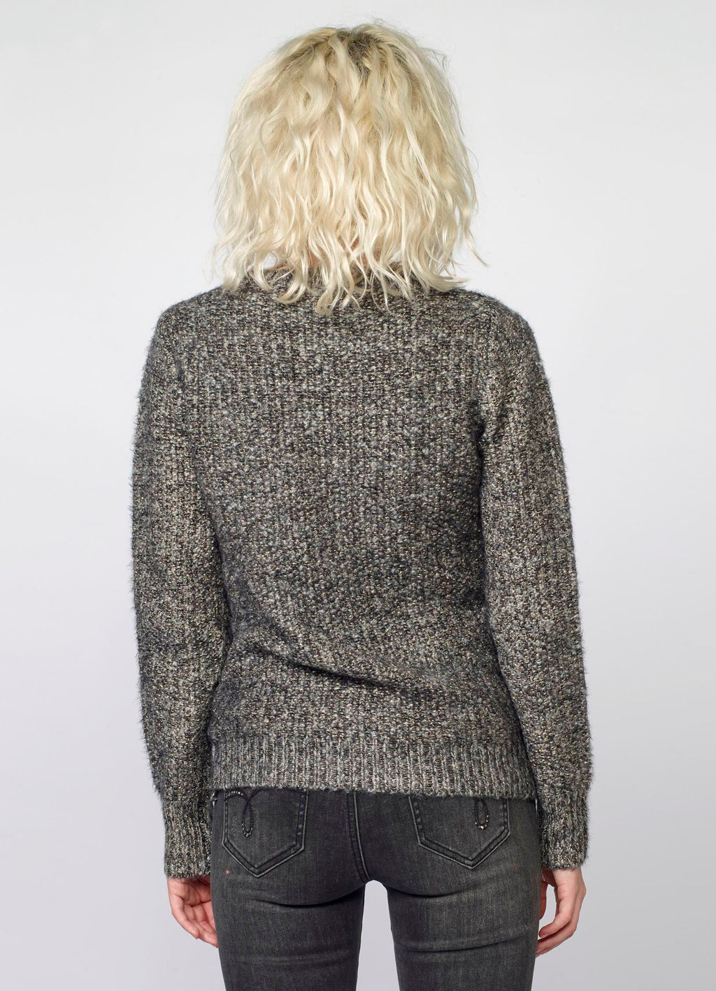 Jersey de Punto Fantasía Mujer con Lurex Dorado – Koroshi Gris