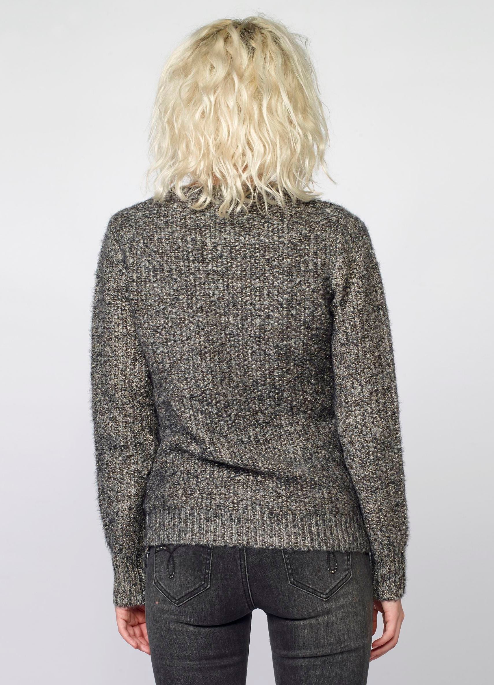 Jersey de Punto Fantasía Mujer con Lurex Dorado – Koroshi Gris