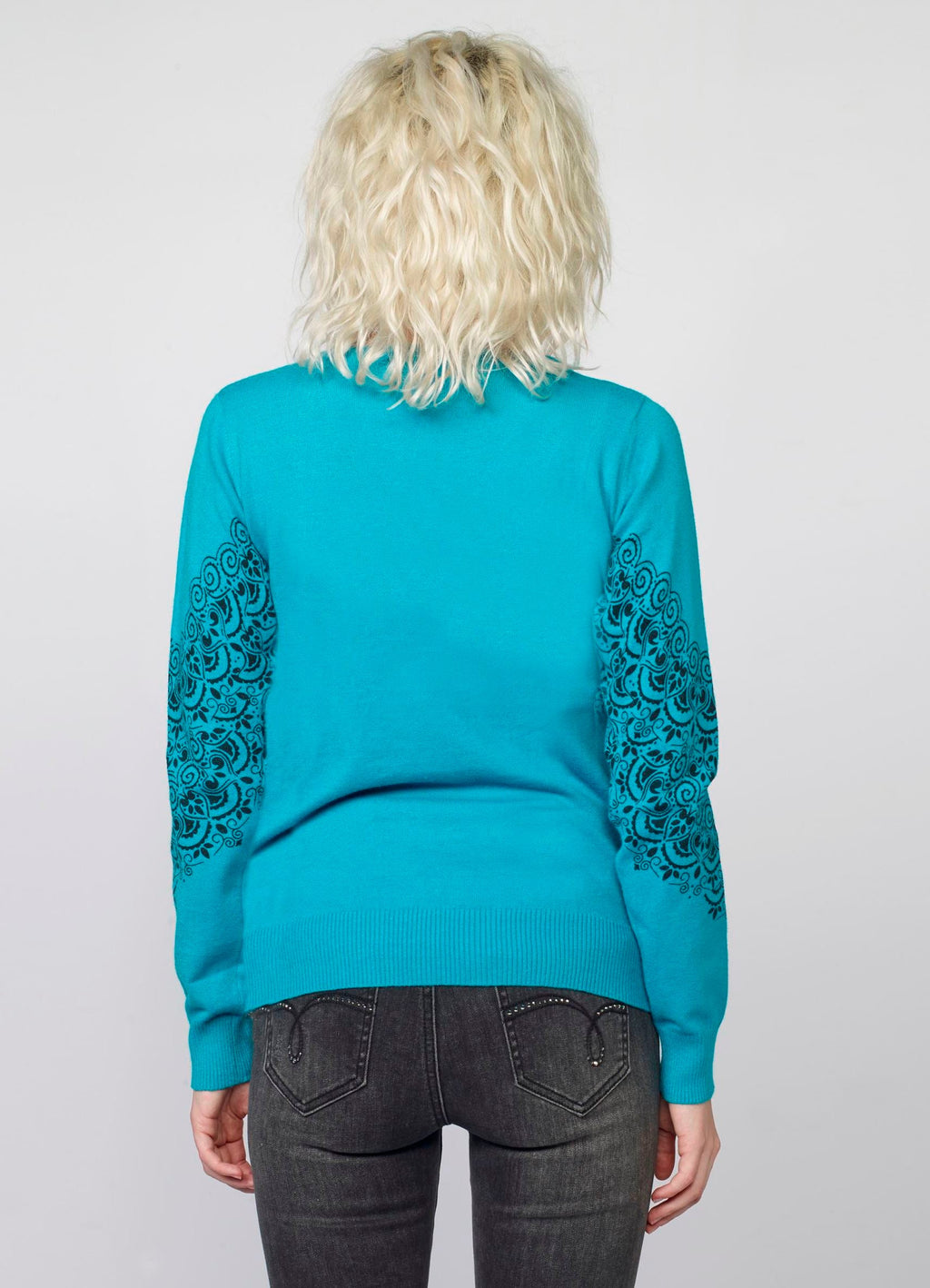 Jersey de Punto Mujer Estampado Cachemir – Koroshi Azul Agua