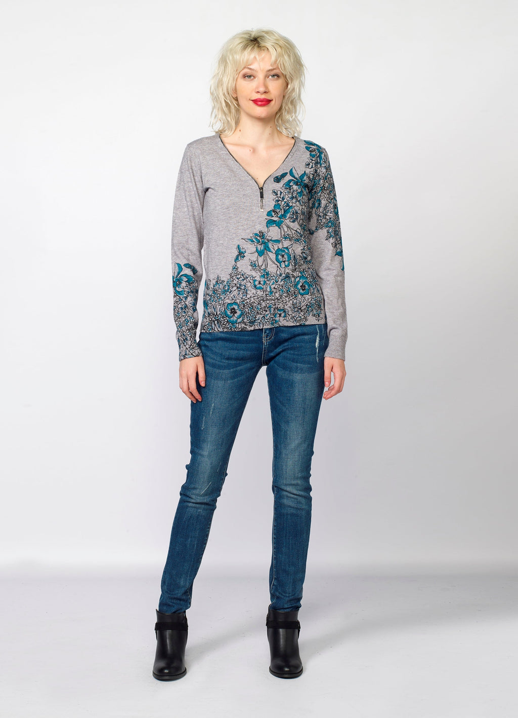 Jersey de Punto Mujer Estampado Floral – Koroshi 2022TR45