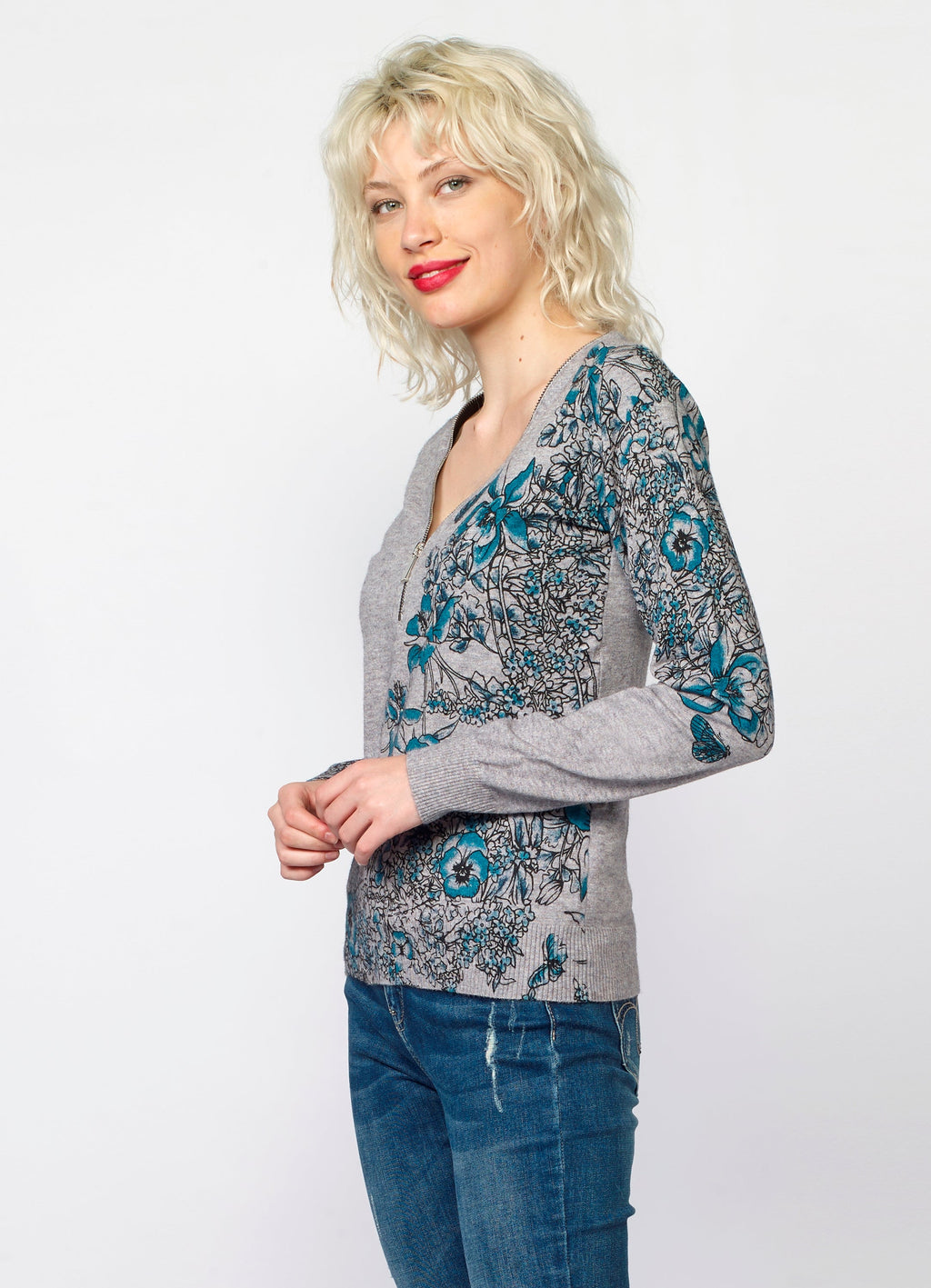 Jersey de Punto Mujer Estampado Floral – Koroshi 2022TR45