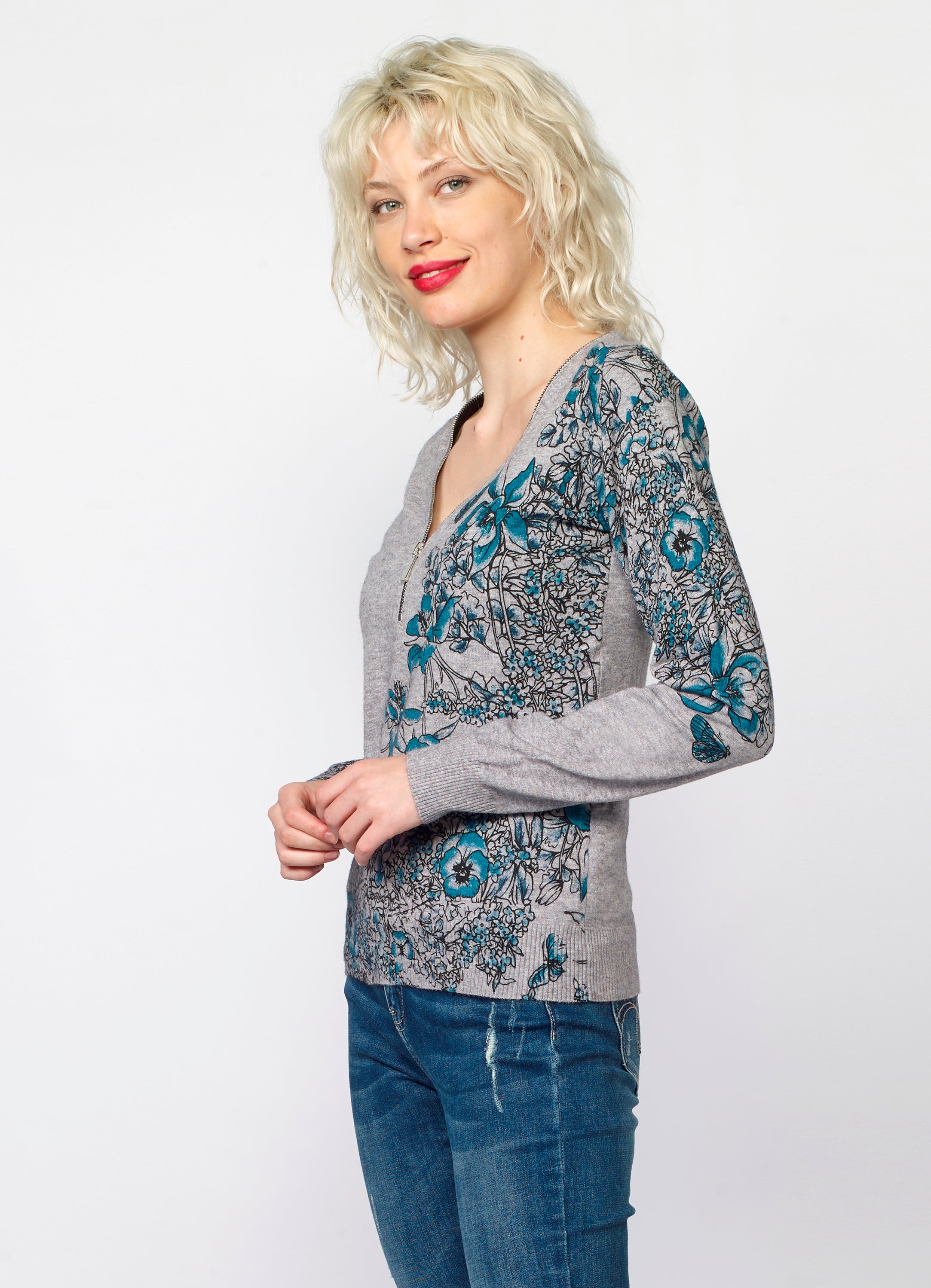 Jersey de Punto Mujer Estampado Floral – Koroshi 2022TR45
