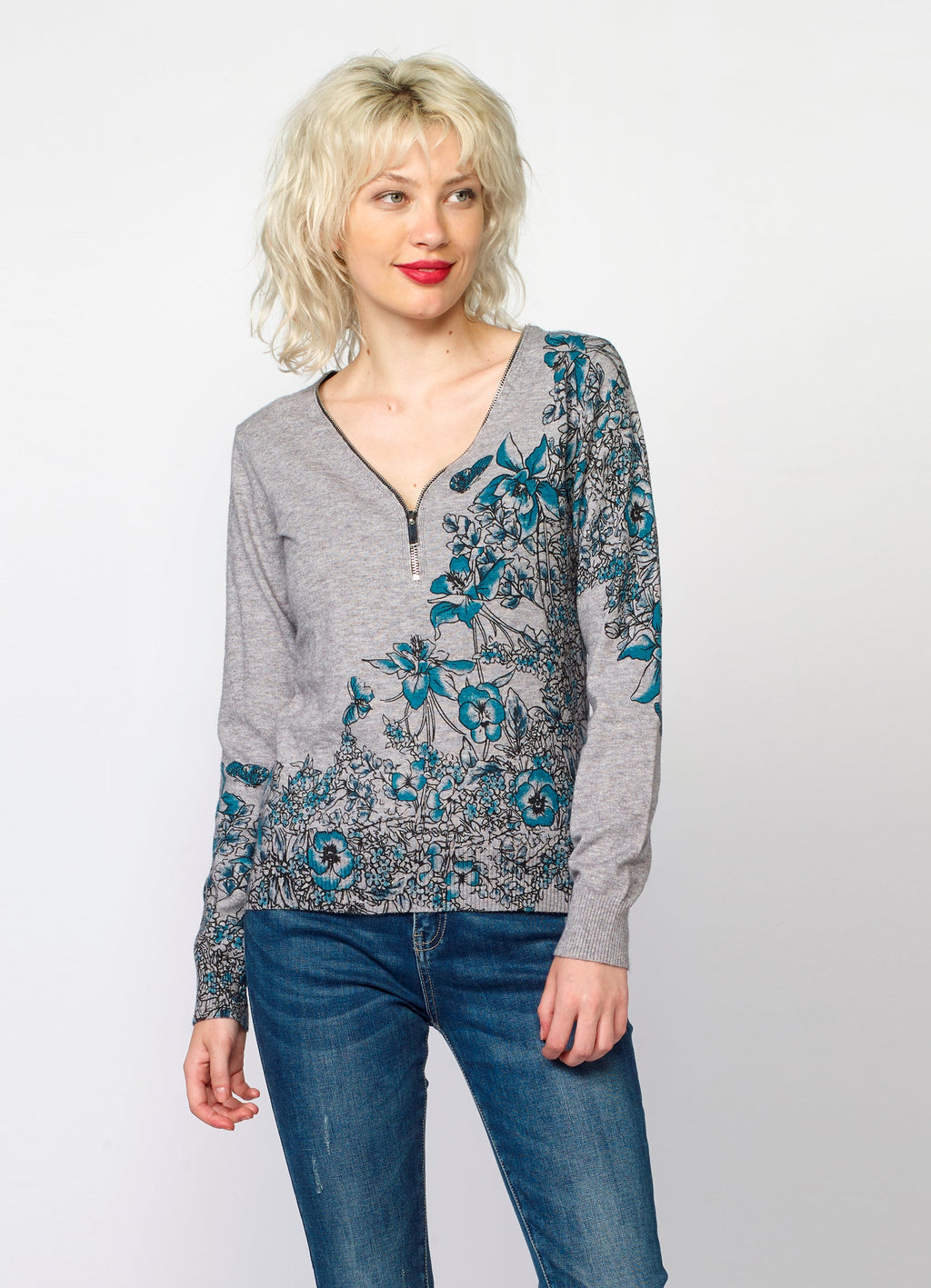 Jersey de Punto Mujer Estampado Floral – Koroshi 2022TR45