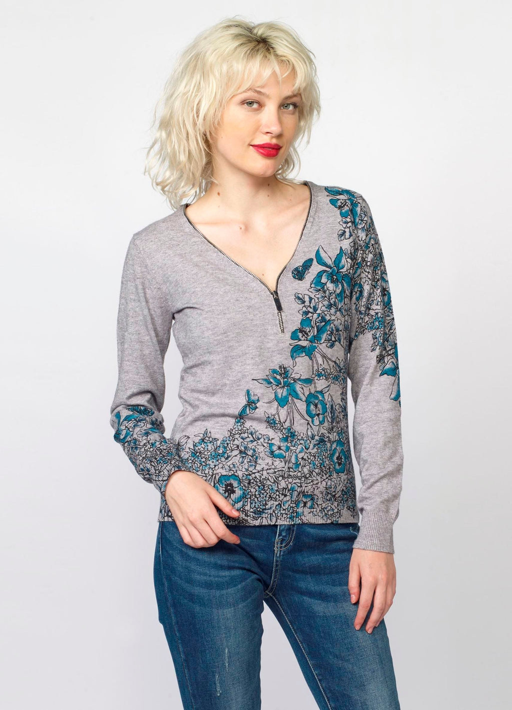 Jersey de Punto Mujer Estampado Floral – Koroshi 2022TR45