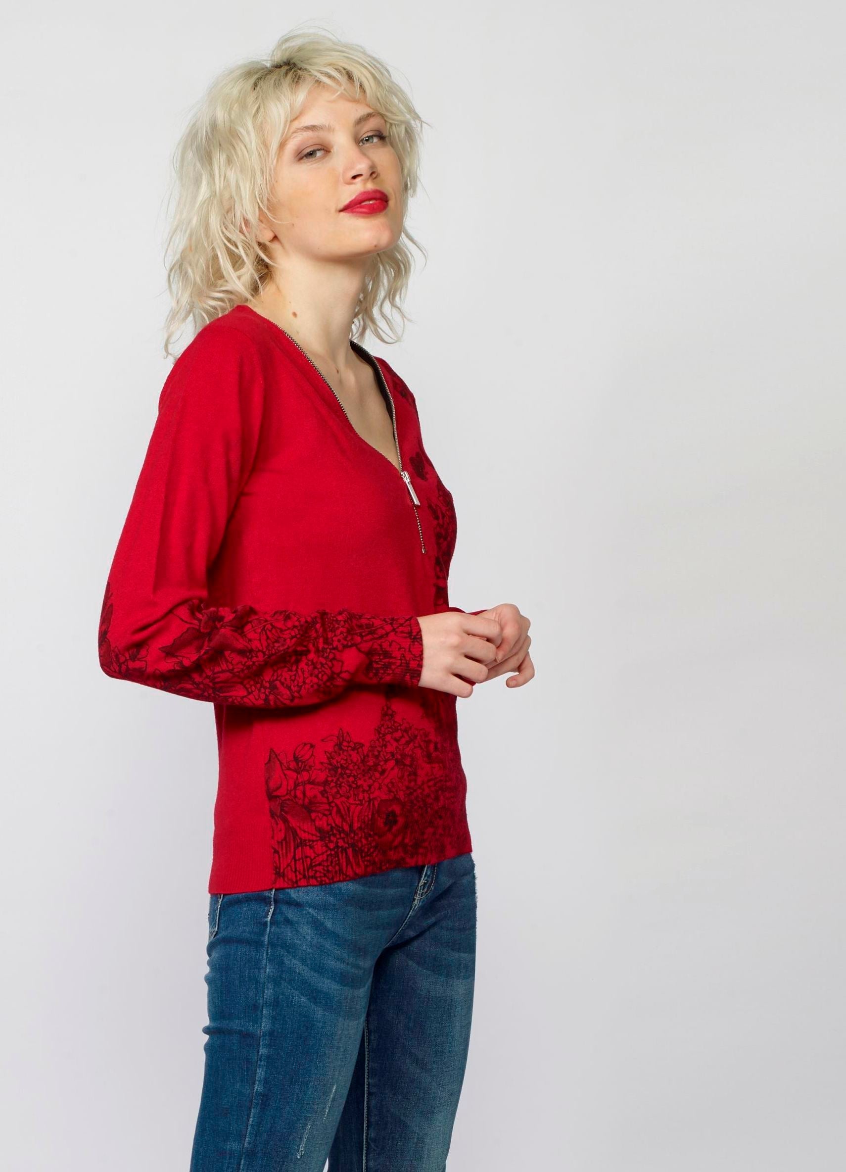 Jersey de Punto Mujer Estampado Floral – Koroshi 2022TR45