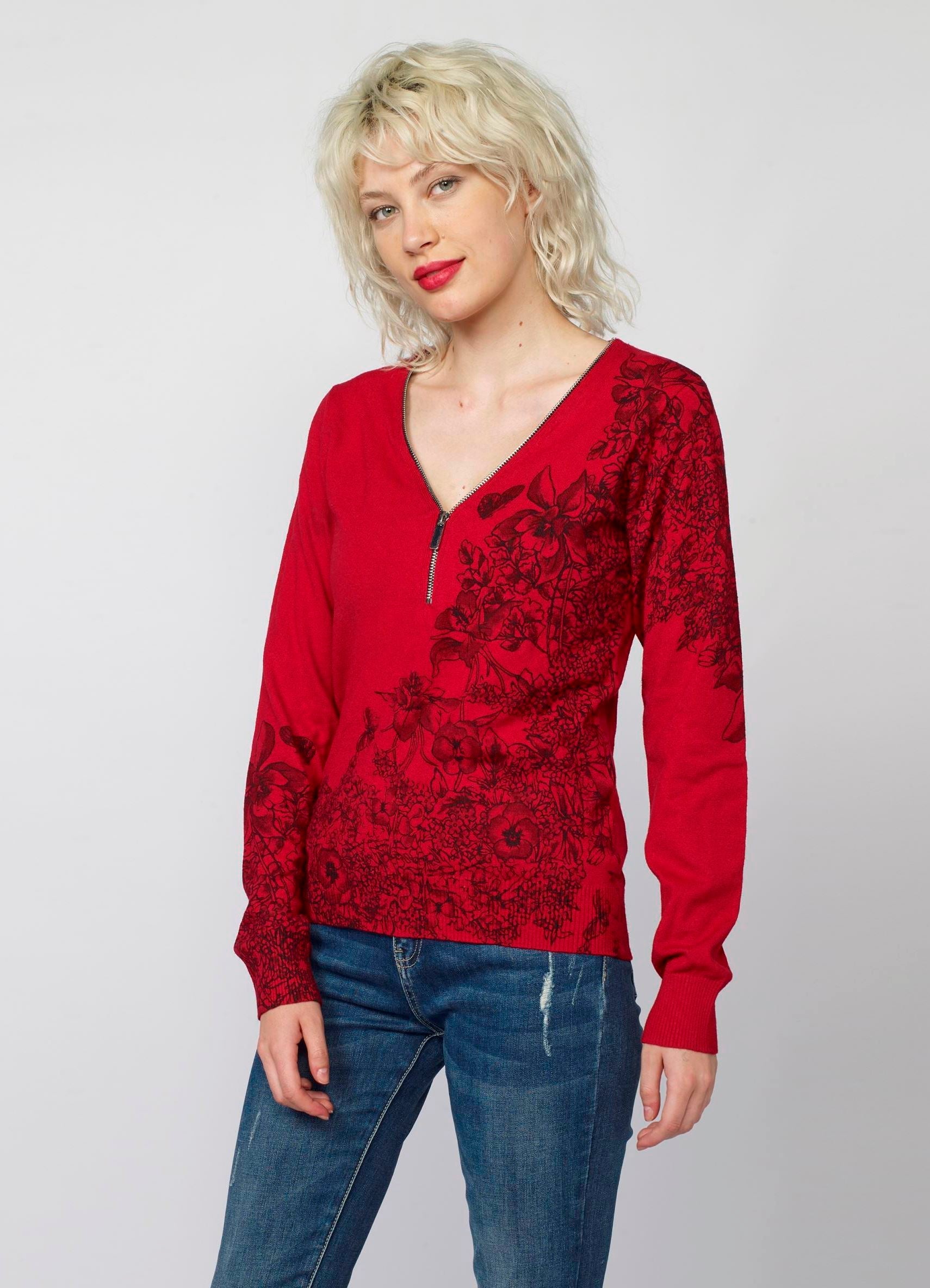 Jersey de Punto Mujer Estampado Floral – Koroshi 2022TR45