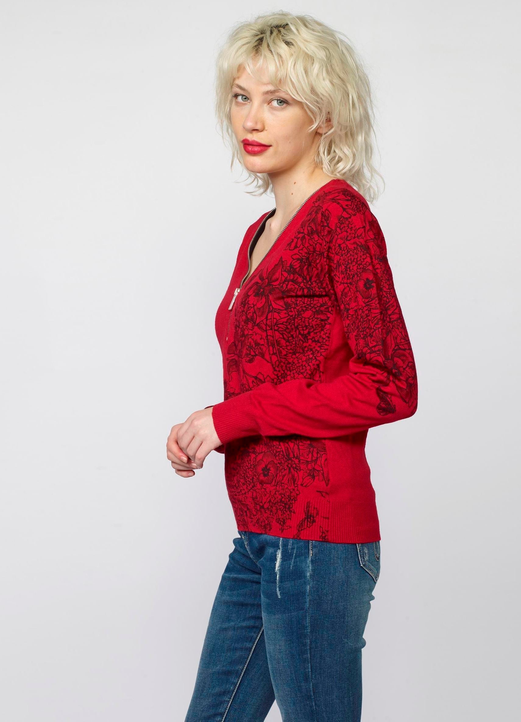 Jersey de Punto Mujer Estampado Floral – Koroshi 2022TR45
