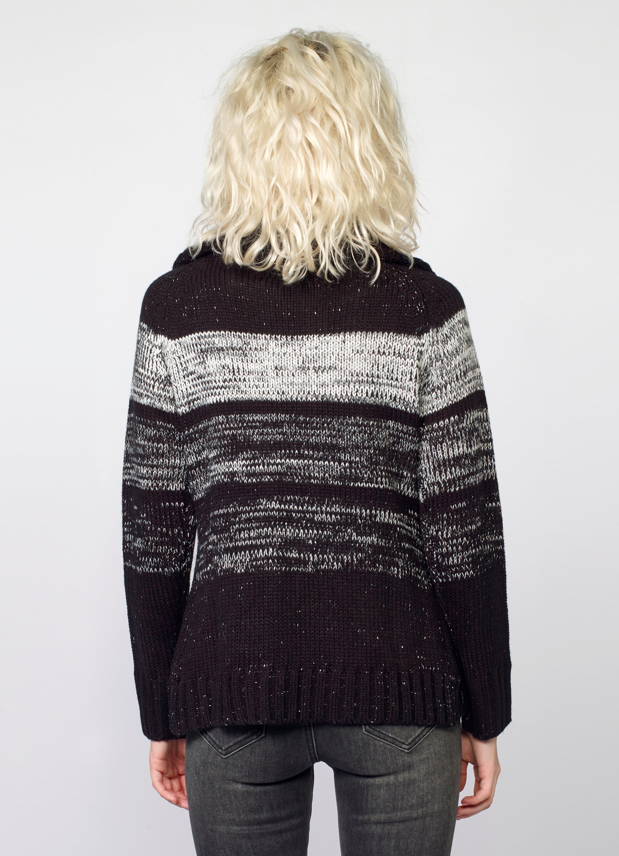 Chaqueta de Punto Mujer Rayas Cremallera – Koroshi 2022TR81