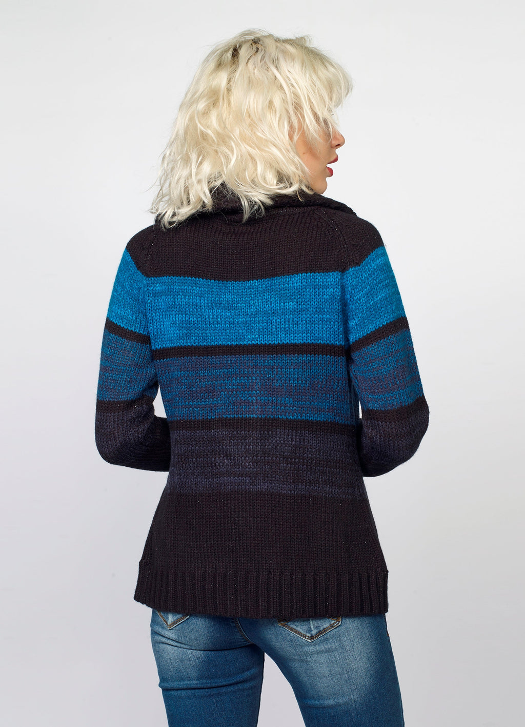 Chaqueta de Punto Mujer Rayas Cremallera – Koroshi 2022TR81