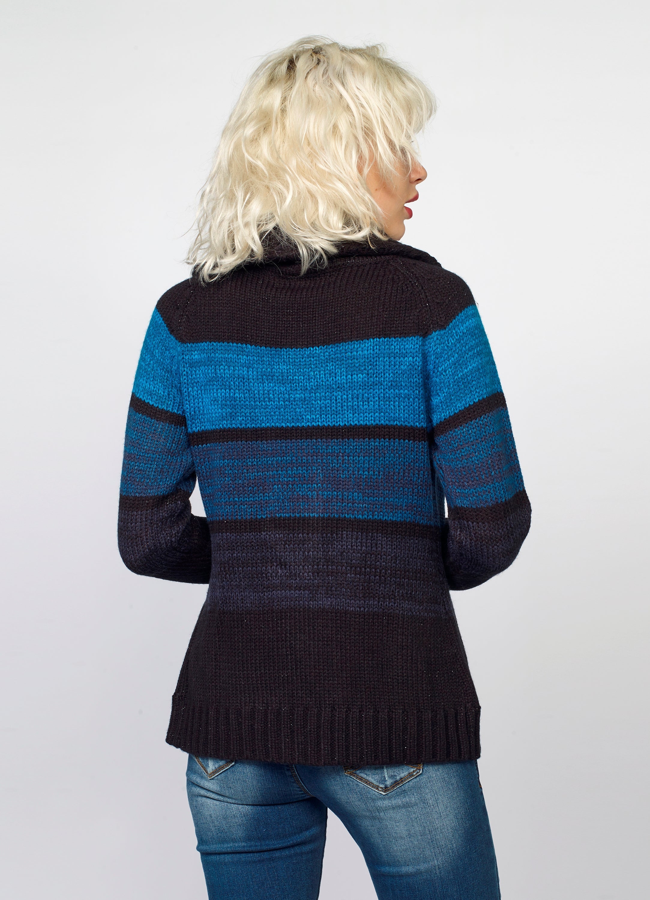 Chaqueta de Punto Mujer Rayas Cremallera – Koroshi 2022TR81