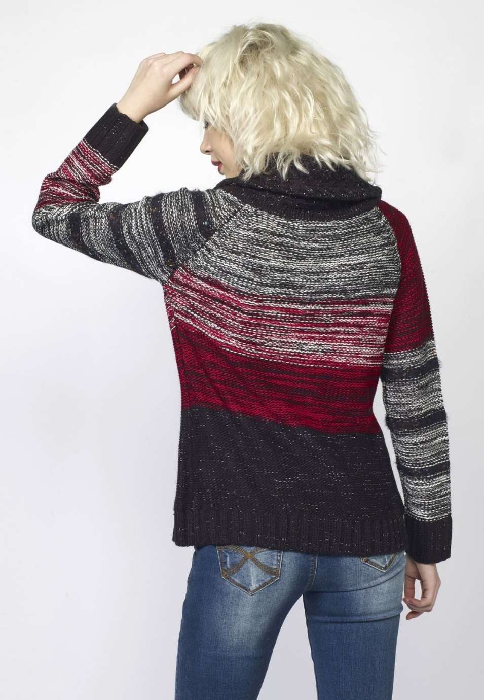 Chaqueta de Punto Mujer Rayas Cremallera – Koroshi 2022TR82