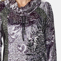 Vestido Mujer Cuello Chimenea Estampado Flock – Koroshi Negro