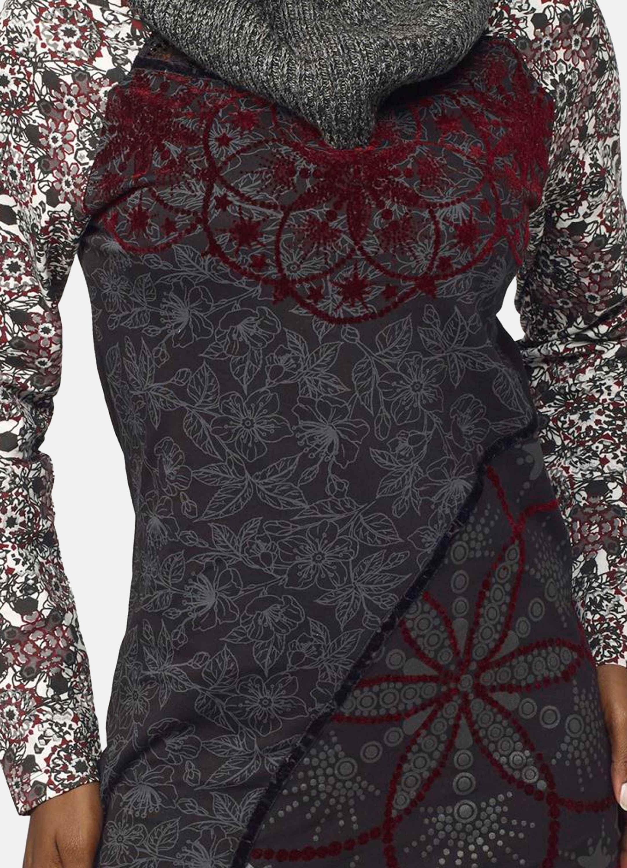 Vestido Mujer Cuello Vuelto Estampado Flock – Koroshi 2022VS03