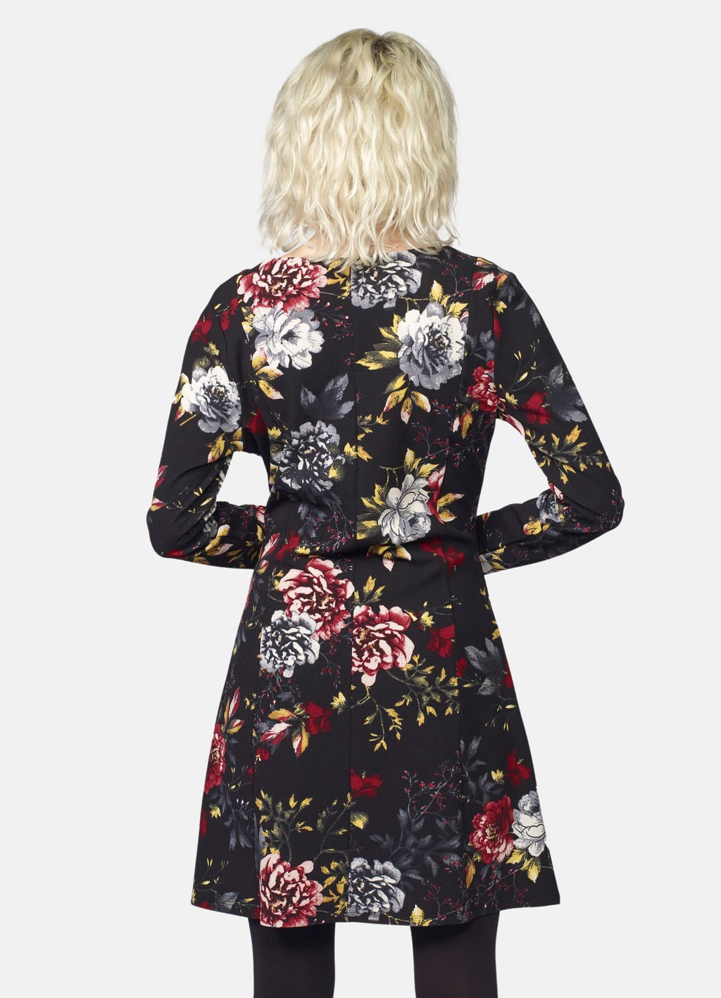 Vestido Mujer Estampado Floral Escote Pico – Koroshi Negro