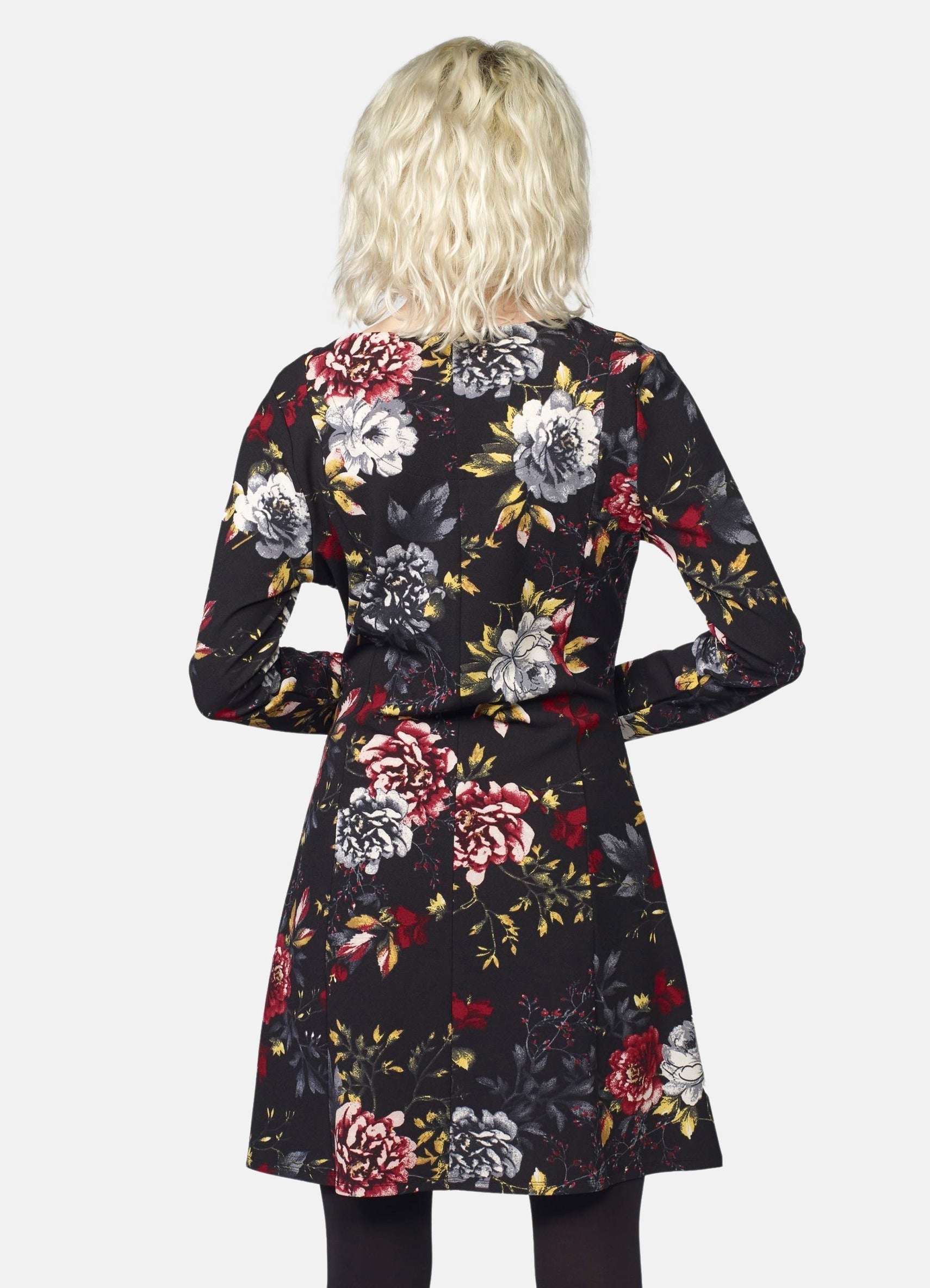 Vestido Mujer Estampado Floral Escote Pico – Koroshi Negro