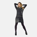 Vestido Mujer Estampado Mandalas Cuello Vuelto – Koroshi Negro