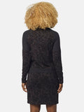 Vestido Mujer Estampado Flock Cuello Cruzado con Cordón – Koroshi Negro