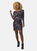 Vestido Estampado Floral Mujer Escote Redondo – Koroshi Negro