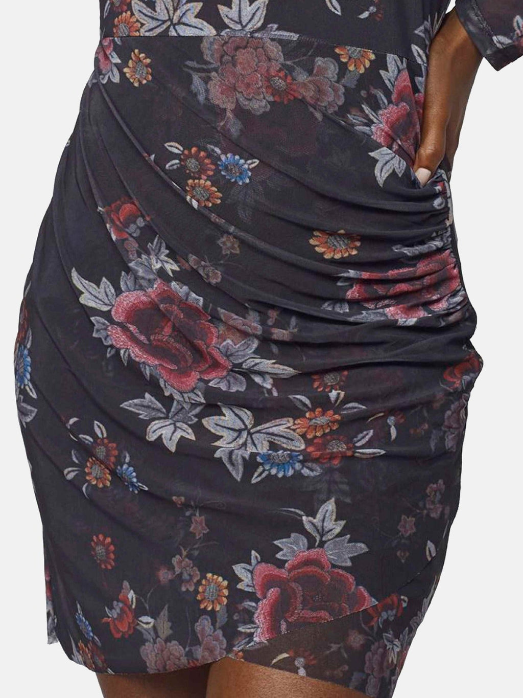 Vestido Estampado Floral Mujer Escote Redondo – Koroshi Negro