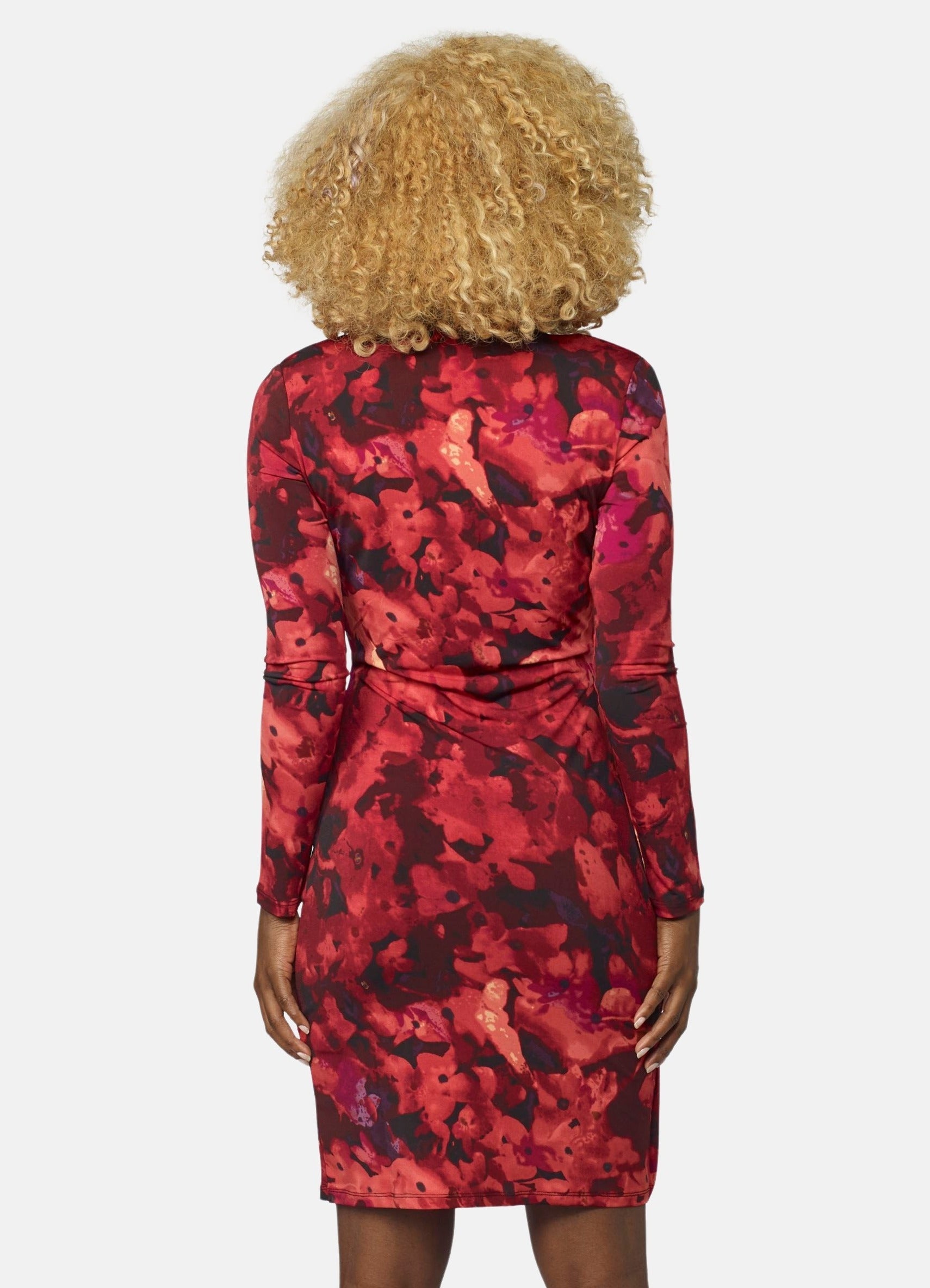 Vestido Estampado Floral Mujer Drapeado – Koroshi Vino