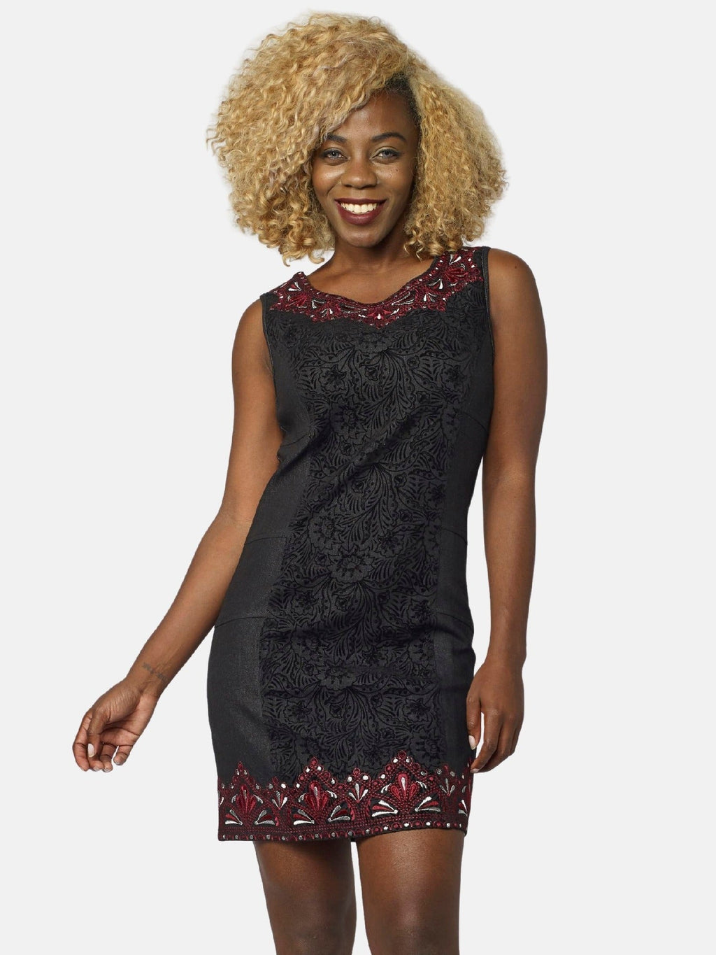 Vestido Denim Estampado Flock Mujer – Koroshi Negro