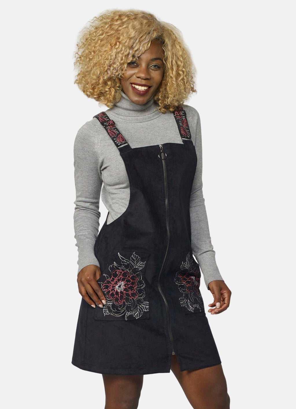 Pichi Micropana con Bolsillos Bordados Mujer – Koroshi Negro