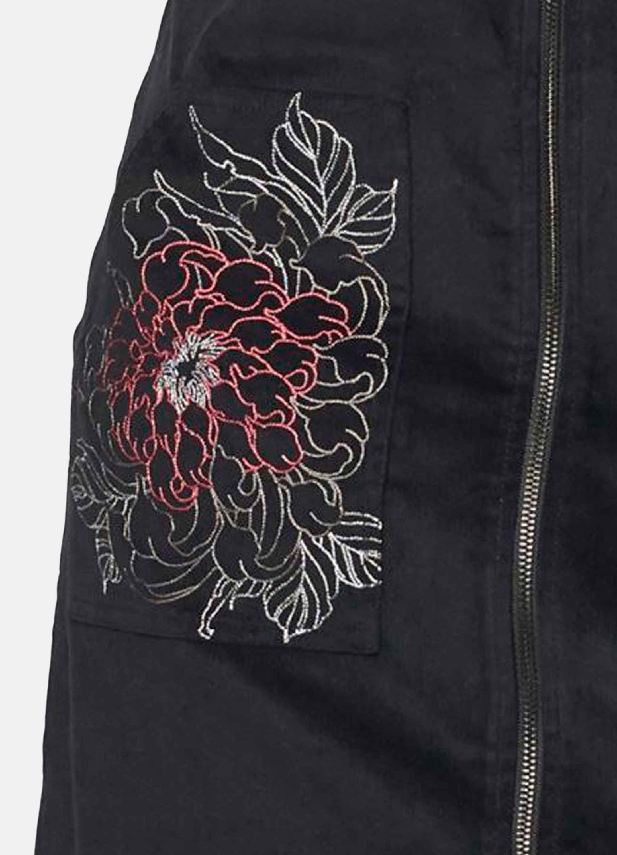 Pichi Micropana con Bolsillos Bordados Mujer – Koroshi Negro