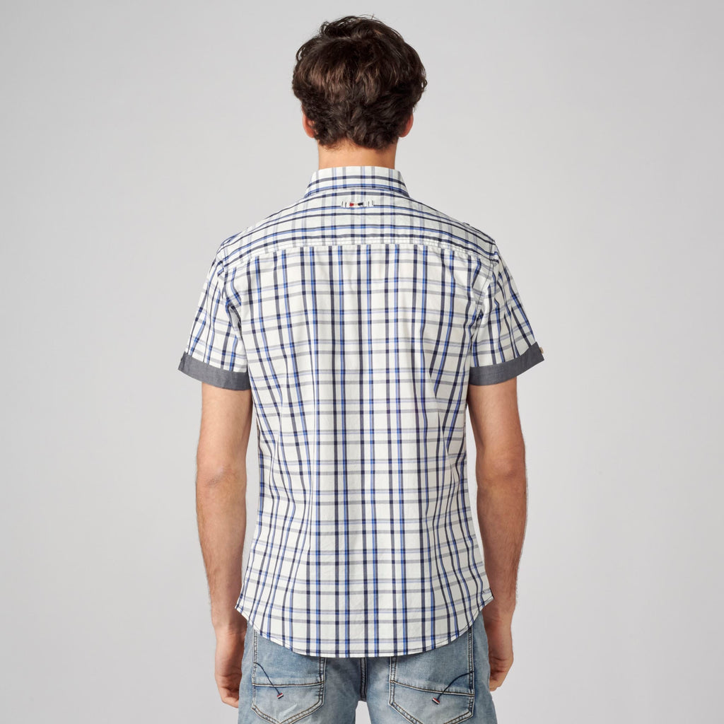 Camisa Hombre Manga Corta Cuadros Algodón Bolsillos Solapa – Koroshi 2111CC50