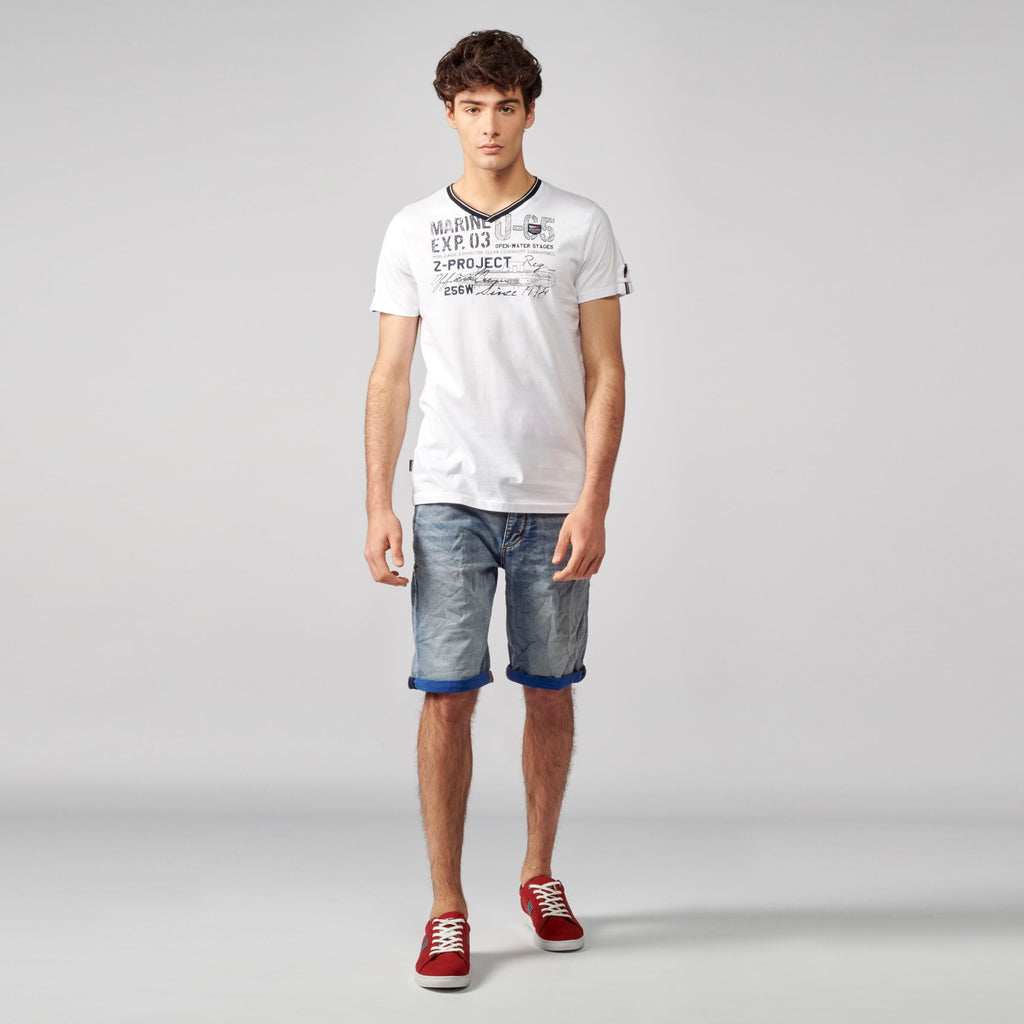 Camiseta Hombre Cuello Pico Estampado en el Pecho – Koroshi 2111MC04