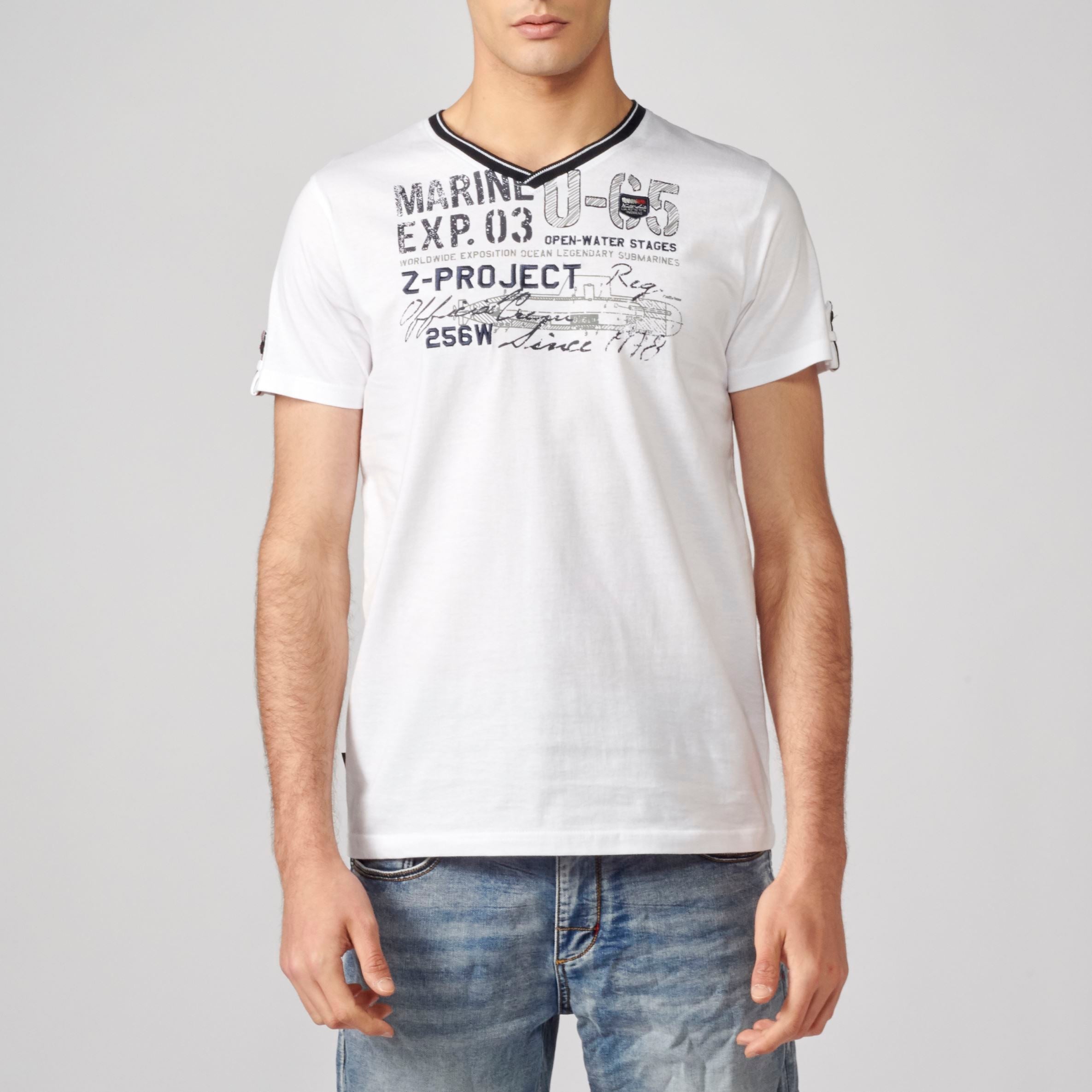 Camiseta Hombre Cuello Pico Estampado en el Pecho – Koroshi 2111MC04