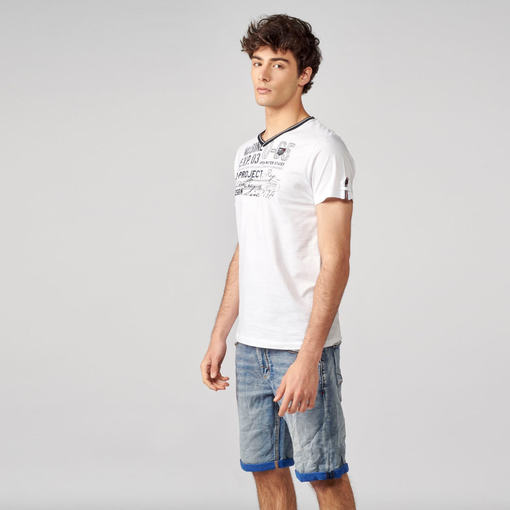 Camiseta Hombre Cuello Pico Estampado en el Pecho – Koroshi 2111MC04